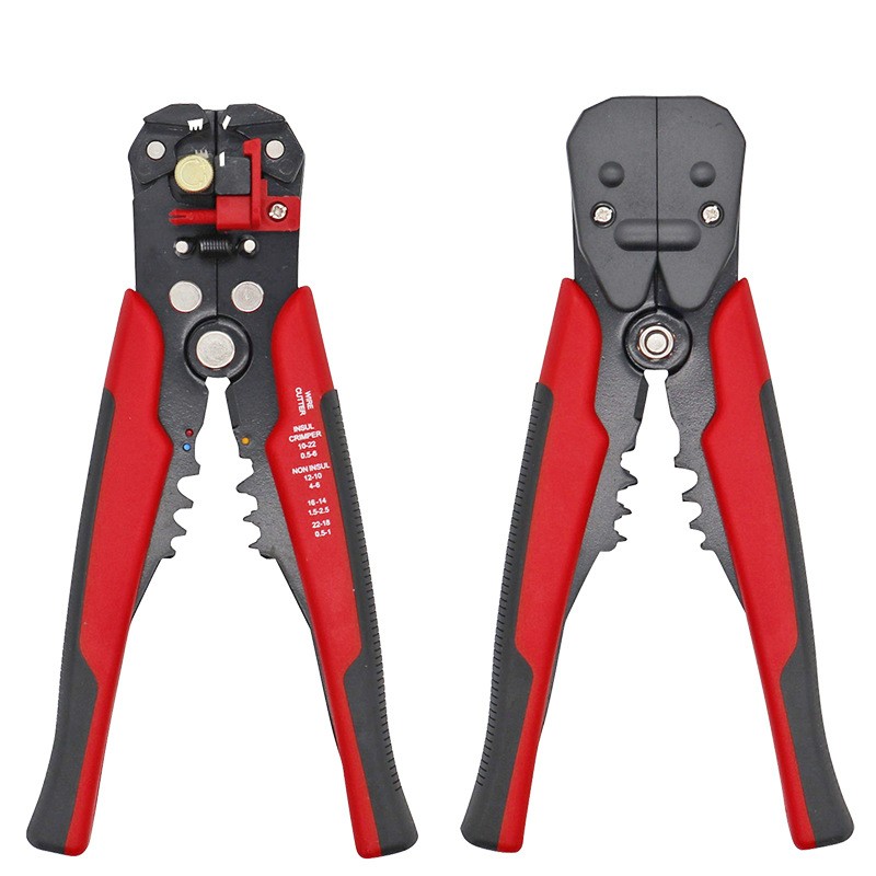 VELORICA Wire Stripping Tool,8" Automatic Wire Crimping Pliers/Cutting Stripper Tool with Self-adjusting Jaws, for 10-24 AWG Stranded,Red+Black