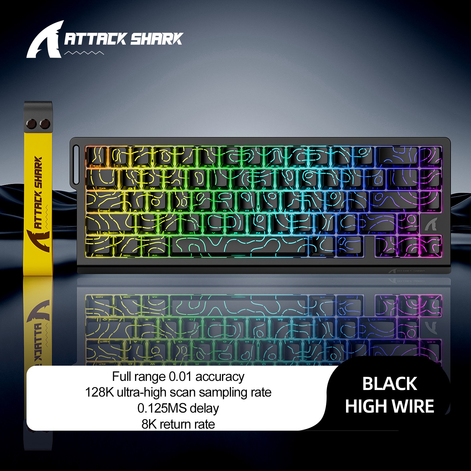 ATTACK SHARK X68 HE Magnetic 8K Rapid Trigger Keyboard 0.02mm Black RGB