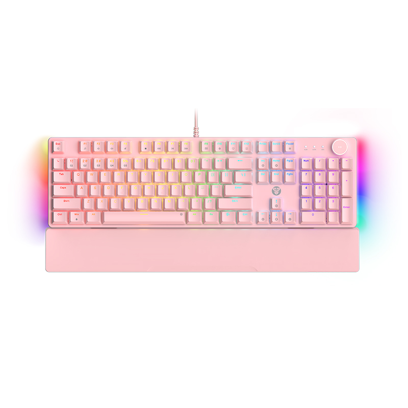 Fantech MAXPOWER II Wired Hot-Swap RGB Backlight Mechanical Keyboard with Wrist Rest Pink - Lemon Zest Switch (KBFTMK894PKYL)