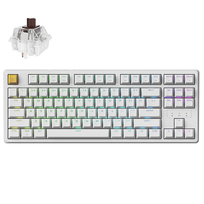 Keychron J4 QMK RGB Wireless Hot-Swappable Mechanical Keyboard White - Brown Switch (KBKCKJ4Q3)