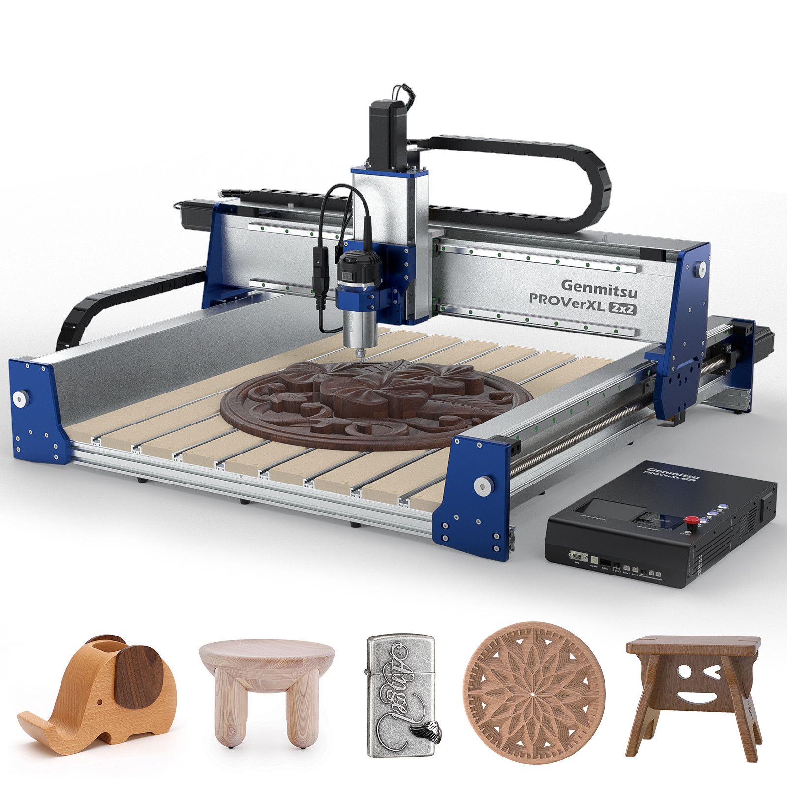 PROVerXL 2X2 CNC Router Machine for Woodworking, 679x679x113mm Work Area, Closed-Loop Motors, GRBL Control, 710W Spindle, Aluminum Frame, Easy Assembl