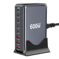 600W USB C Charger, 140W GaN Charger, 8-Ports 100W Fast Charging Station CompatibleWith MacBook Pro 16, Laptop, IPad, IPhone 16 Pro Max/15, Samsung Ga