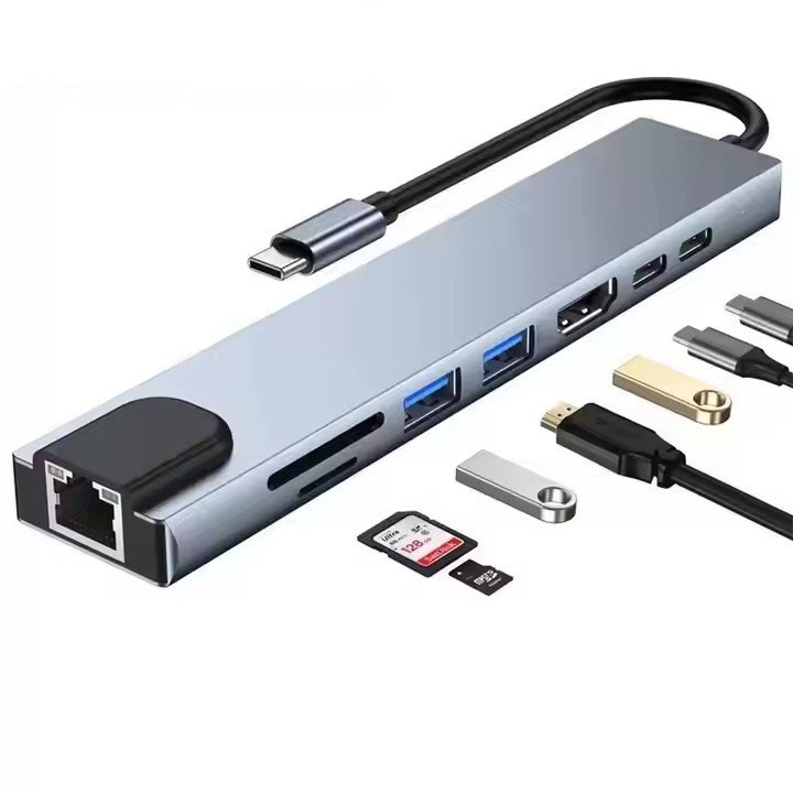 8 IN 1 USB Type C Docking Station (Supports 4K Video, PD Fast Charging, Suitable for Macbook and Other Devices)