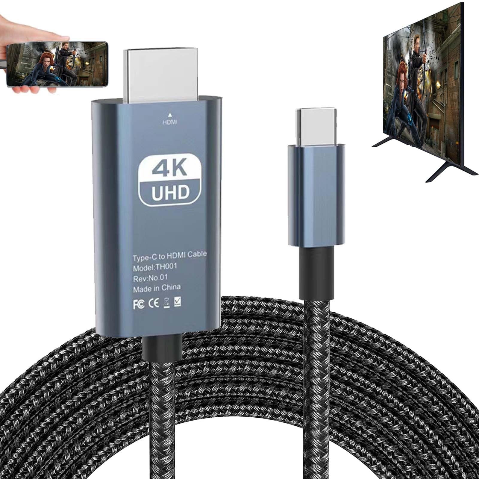 USB C to HDMI Cable 2m 4K@60Hz, Braided Type C to HDMI Cable, Plug & Play for TV/Monitor/Mac/Laptop/Phone, Supports Netflix Streaming, Thunderbolt 4
