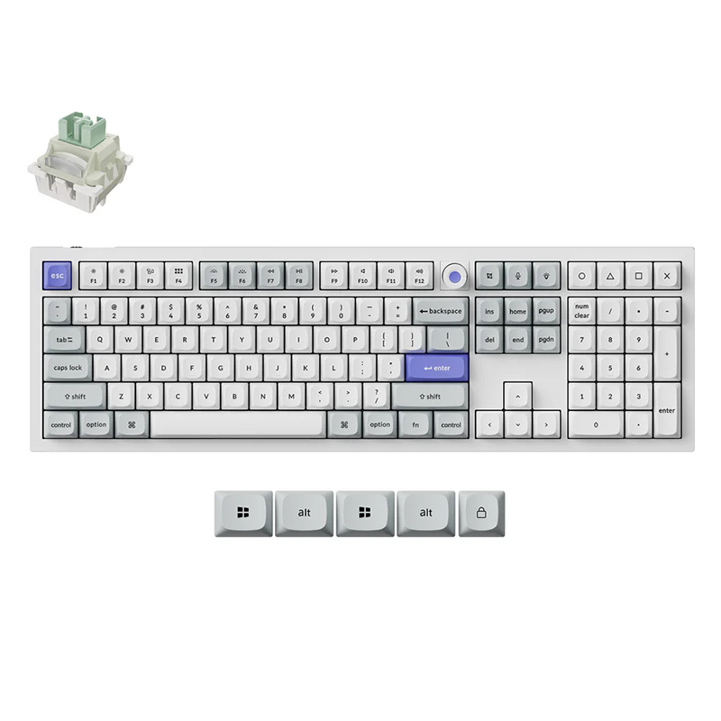 Keychron Q6 HE 8K Wired Magnetic White Keyboard - Ultra-Fast Lime Magnetic Switch (KBKCQ6HWP1)