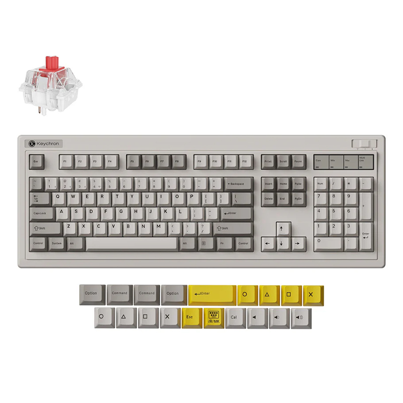 Keychron R6 QMK RGB Retro Hot-Swappable Wireless Mechanical Keyboard - Super Red Switch (KBKCR6M1)