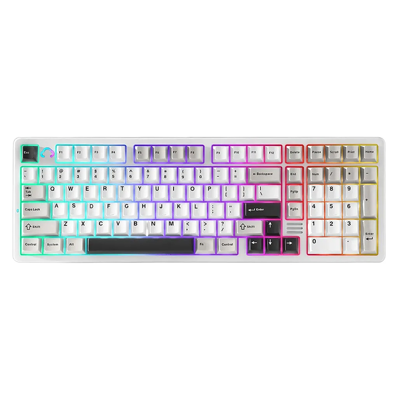 Yunzii AL98 QMK/VIA Hot-Swappable Aluminium White Mechanical Gaming Keyboard - Cocoa Cream V2 Switch (KBYZAL98WHCC)