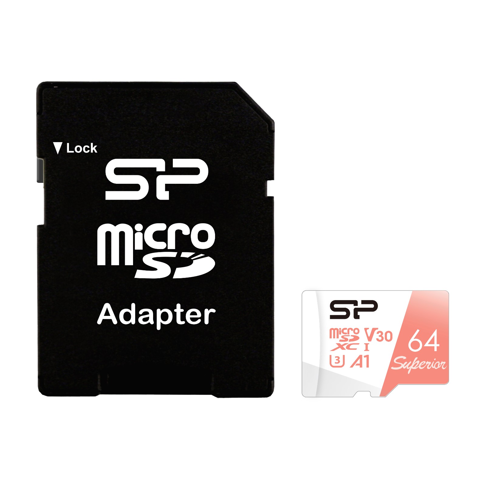 SP Silicon Power Superior PRO 4K/HD 64GB Micro SDXC Card 100MB/s Read & 80MB/s Write U3, C10, A1, V30 with Adapter - SZ064GBSTXDV3V20AU