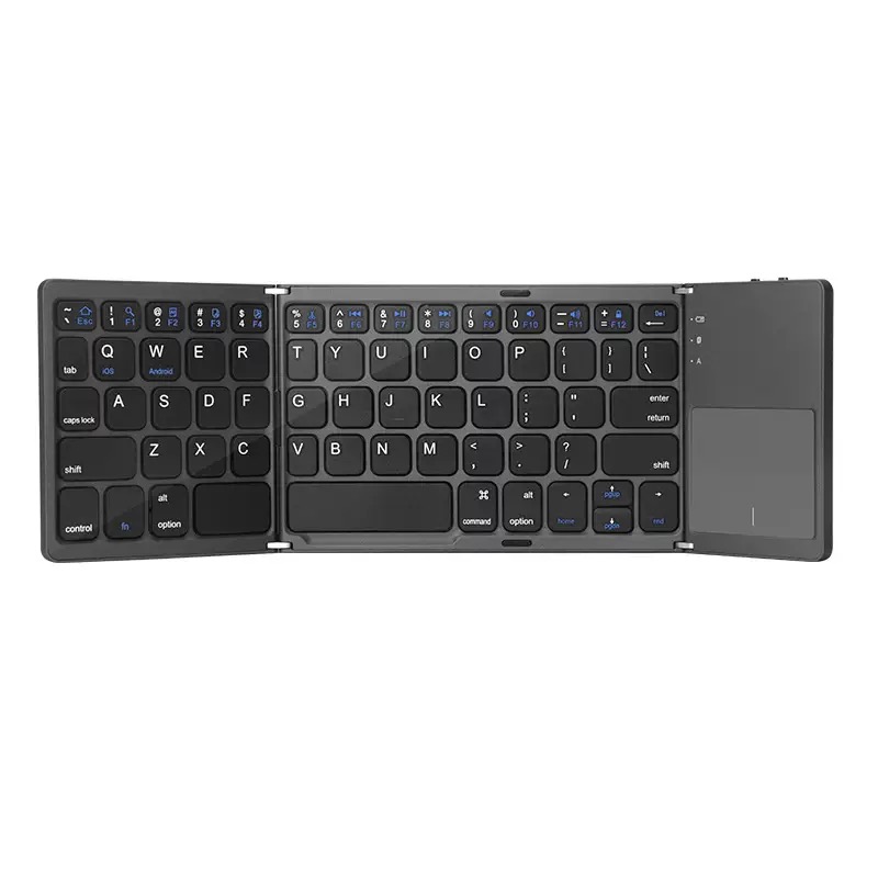 Three-fold Bluetooth keyboard Office portable Wireless touchpad folding keyboard 