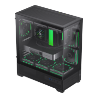 GameMax Vista 2 Black ATX Mid Tower Gaming Case - 3x ARGB Fans Pre-installed, Tempered Glass Window, High Airflow PC Chassis