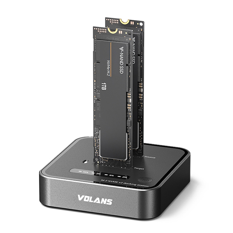 Volans Aluminium 2-Bay USB-C (20Gbps) M.2 NVMe PCIe SSD Docking (VL-UCM2DS-S)