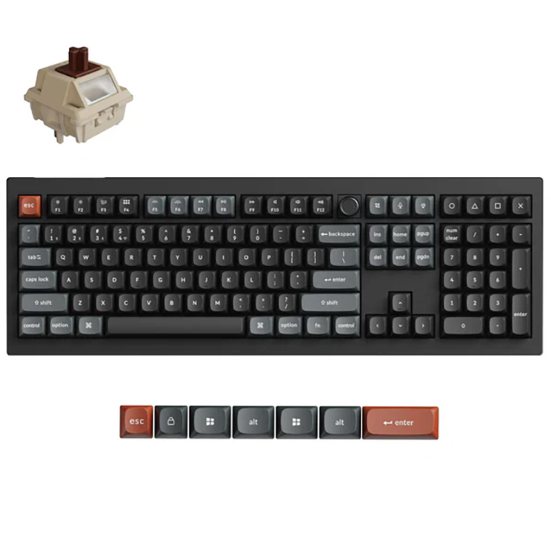 Keychron V6 Ultra 8K Wireless Custom Black Mechanical Keyboard - Keychron Silk POM Switch - Brown (KBKCV6UD3)
