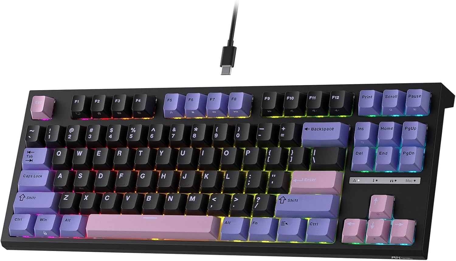 RK ROYAL KLUDGE C87 HE Rapid Trigger Gaming 75% TKL Wired RGB Mechanical, Hall Effect Magnetic Switch Keyboard, Black&Pink
