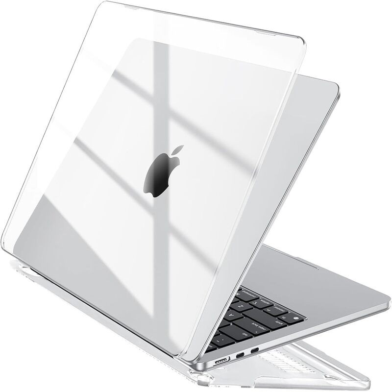  Compatible with MacBook Air 15 inch Case 2025 2024 2023 M4 M3 M2 Model A3241 A3114 A2941, Transparent Plastic Hard Shell Cover White