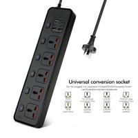 Power Board Individual Switches,1.8M Power Strip with 5 International Universal AC Socket Holes,6 USB Fast Charging,for Home Office Black