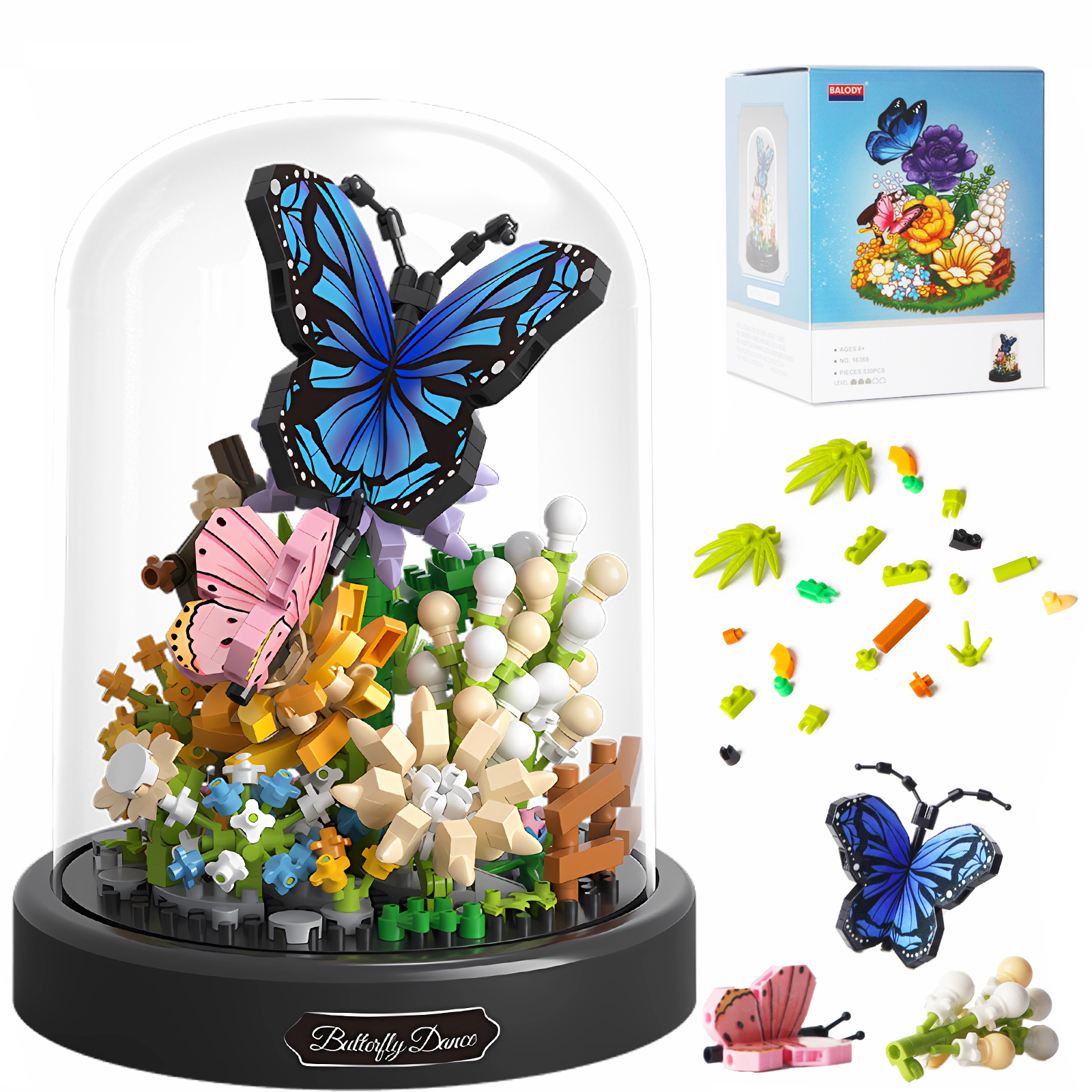 Butterfly Flower Bouquet Building Kit for Adults, Animals Flowers Botanical Collection Mini Building Blocks Set, Valentine's Day for Her Mom Women Wif