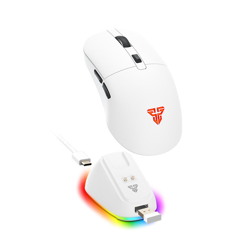 Fantech Kanata Tri-Mode Wireless Gaming Mouse with ARGB Charging Dock - White (MSFTWG9RDWH)