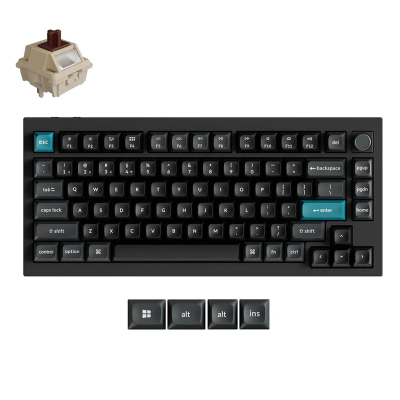 Keychron Q1 Ultra 8K Wireless Black Mechanical Keyboard - Keychron Silk POM Brown Switch (KBKCQ1UM3)
