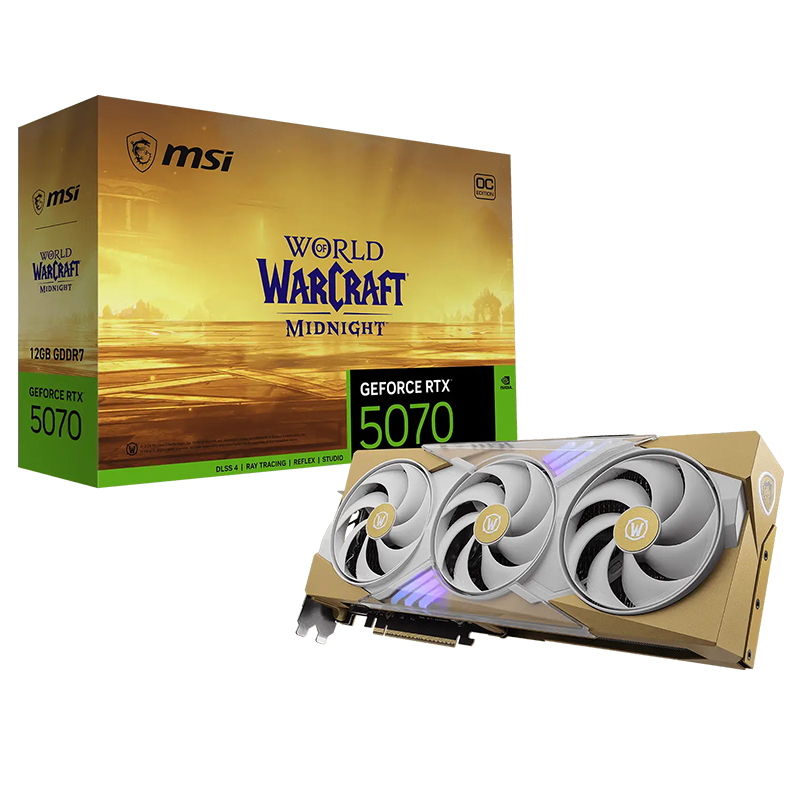 MSI GeForce RTX 5070 World of Warcraft Midnight Light Edition 12G OC Graphics Card (GeForce RTX 5070 12G World of Warcraft MIDNIGHT LIGHT EDITION OC)