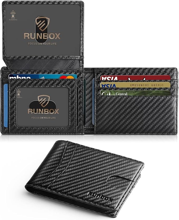 Wallet for Men Slim Rfid Leather 2 ID Window With Gift Box | Slim, Rfid, 2 ID Window, With Gift Box, Slim, Rfid