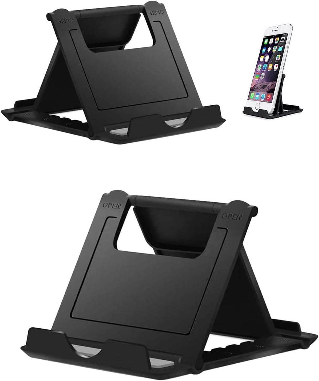 Cell Phone Stand Holder for Desk Adjustable Compatible with iPhone 13 12 Pro Max 11 SE XS XR 8 Plus 6 7 ipad Note20 S20 S10 S9 S8 Foldableblack