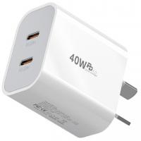 40W Dual USB-C AU Plug PD Fast Charger, 20W+20W for iPhone, Samsung,  Travel Charger