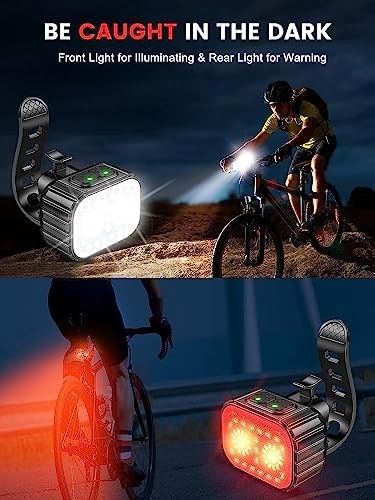 Bike Lights Super Bright, Rechargeable Bicycle Lights Set Multiple Modes, Waterproof Bike Lights for Night Riding/Cycling Safety, Front and Back Bike 