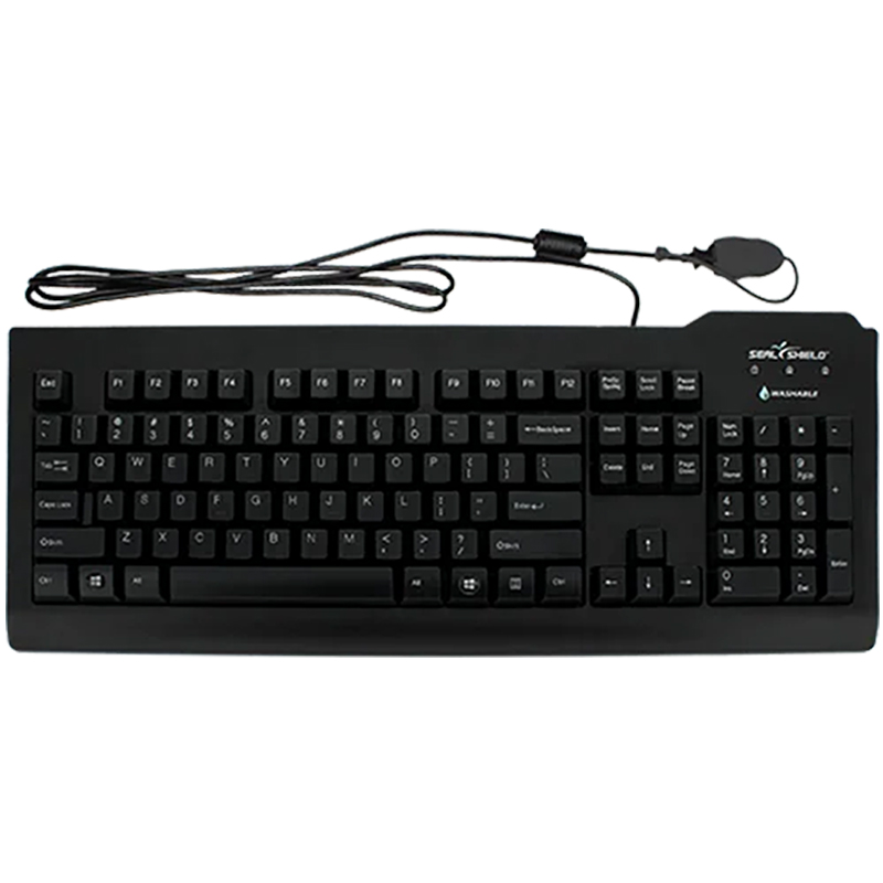 Seal Shield Seal Clean Glow Waterproof Wired Membrane Backlit Keyboard with Key Lock and Quick Connect USB Cable - Black (SSKSV207G)