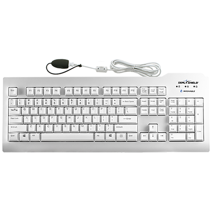 Seal Shield Seal Clean Glow Waterproof Wired Membrane Backlit Keyboard with Key Lock and USB Extension Cable - White (SSWKSV207GL)