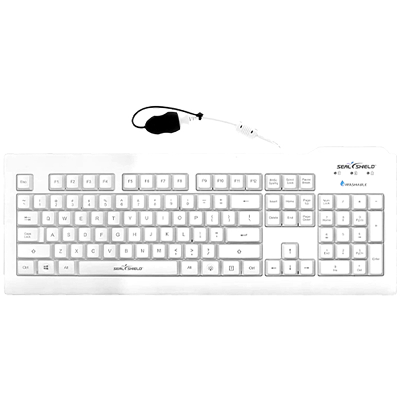 Seal Shield Seal Clean Waterproof Wired Membrane Keyboard with Key Lock and Quick Connect USB Cable - White (SSWKSV207)