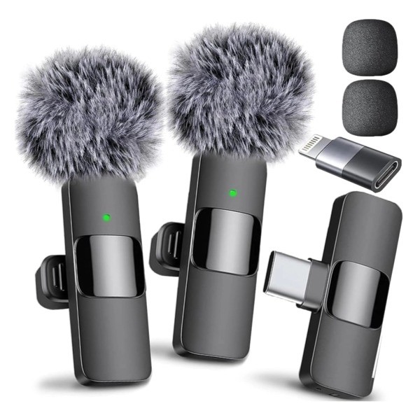 Dual Wireless Lavalier Microphone for iPhone/Android, Plug & Play Lapel Mic with Noise Reduction for Vlog, YouTube, TikTok
