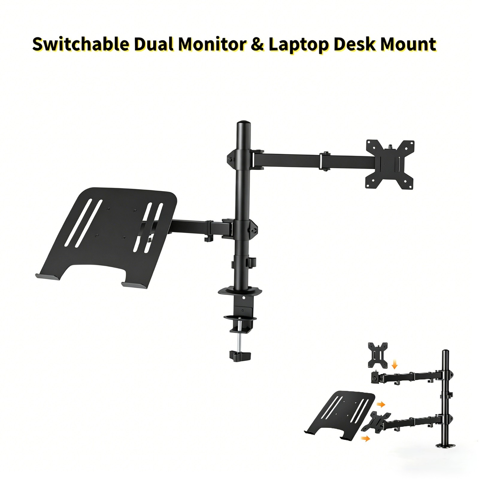 Dual Monitor & Laptop Mount Arm | Height Adjustable, 360° Rotation, Ergonomic Desk Stand for 13-32" Screens | VELORICA