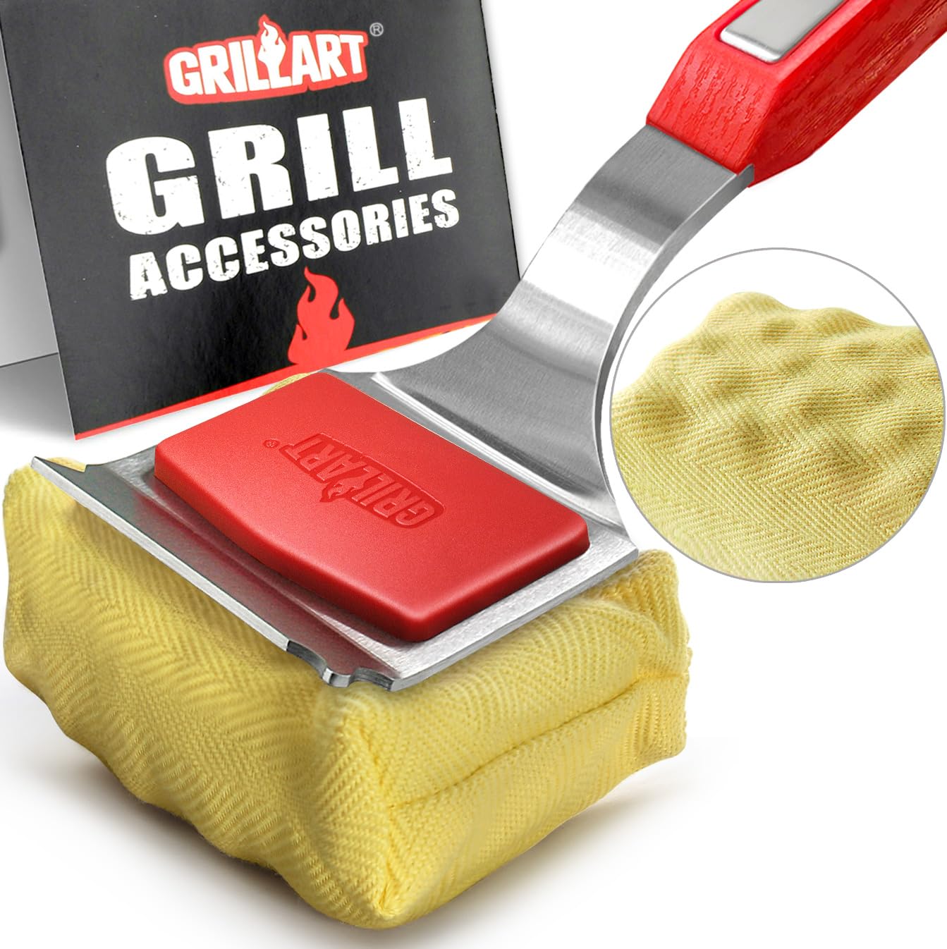 GRILLART Bristle Free BBQ Grill Brush, SteamWizards Replaceable Cleaning Head with Seamless Fit Scraper for Cast Iron and Stainless Steel Grates