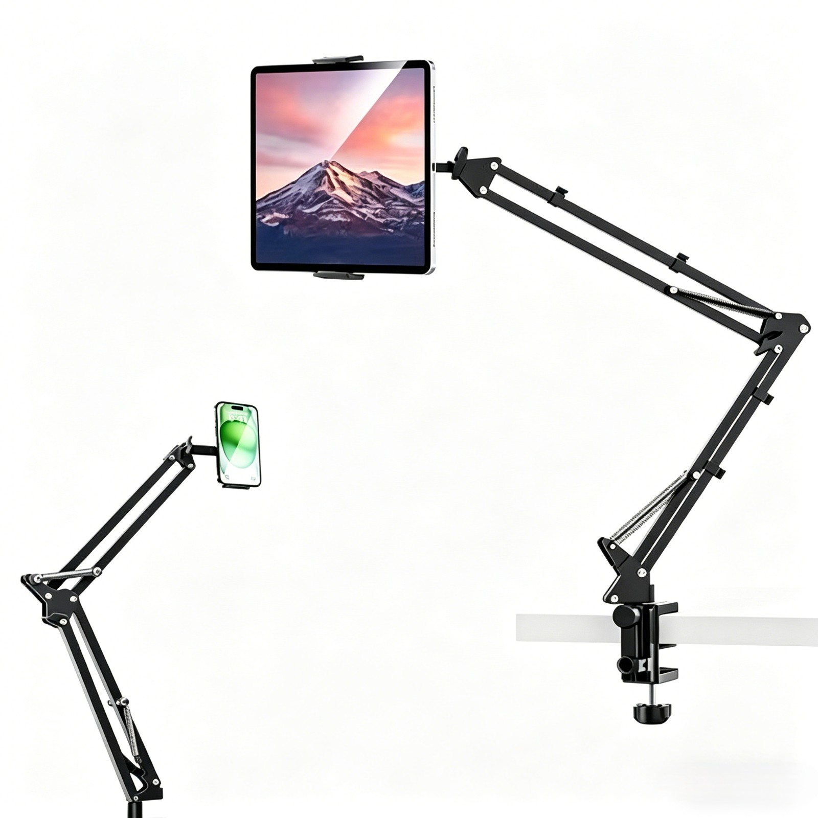 Adjustable Long Arm Phone & Tablet Holder, 360° Rotating Lazy Arm Desk Mount for 4.7-13" iPhone iPad, Bed & Home Office Use
