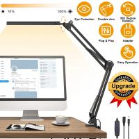 Upgrade 18W LED Desk Lamp Longer Swing Arm Table Lamp with Clamp Eye-Caring Architect Desk Light Dimmable Lamp with 3 Color Modes 10 Brightness Levels