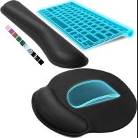 Keyboard Wrist Rest and Mouse Pad with Wrist Rest Set Ergonomic Memory Foam Wrist Support Non‑Slip Typing Pad to Relieve Carpal Tunnel Enhance Comfort