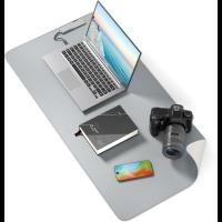 Large Desk Pad for Keyboard and Mouse, Waterproof Office Desk Mat with Non-Slip Suede Base, 900x400x3mm, Light Grey