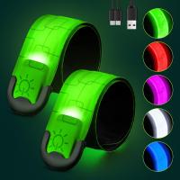 Rechargeable LED Armbands 2 Pack, High Visibility Safety Lights with 5 Colours and 3 Modes for Night Running, Walking and Cycling
