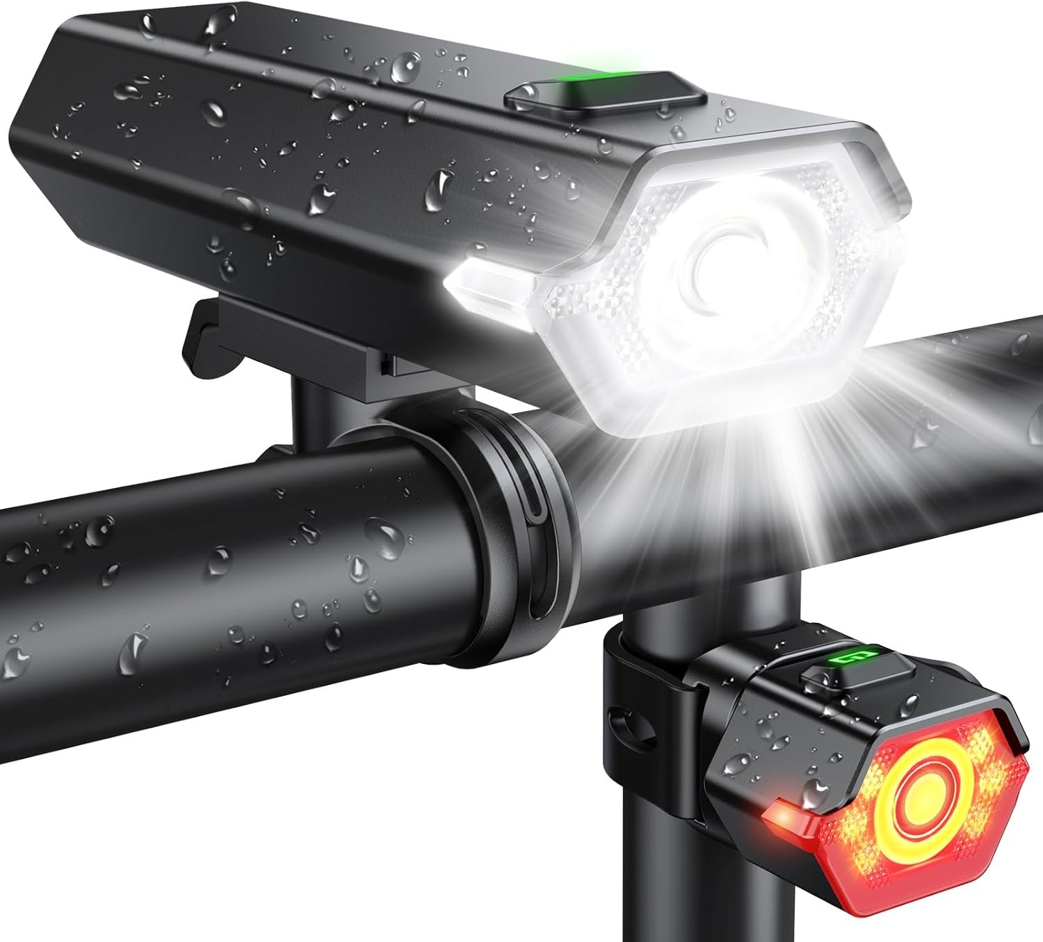 1000 Lumen Bike Lights Front and Rear, Rechargeable Bicycle Lights with Side Lights, 10 Modes, IP65 Waterproof LED Bike Light Set