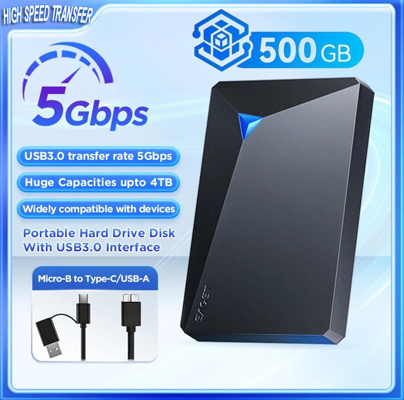 External Hard Drive High-Speed 5Gbps Transfer Mobile Hard Drive USB3.0 Plug & Play Portable HDD External Storage Hard Drive Mechanical Hard Drive 500G