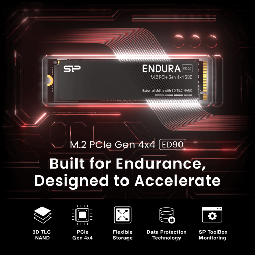 Silicon Power ED90 Endura 2TB 3D TLC NAND, High Endurance Grade, 5000MB/s Gen4x4 M.2 2280, Internal SSD for Laptop / PC - SP02KGBP44ED9005