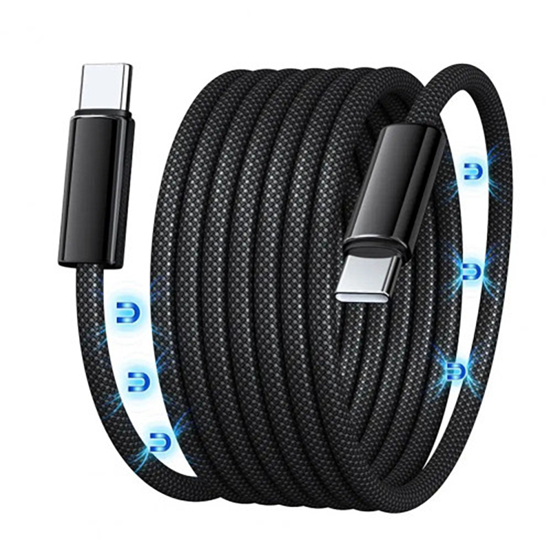 Generic 240w USB Type C to USB Type C Magnetic Round Cable - Black 1m (CB-TC-1M-MAG-Round)
