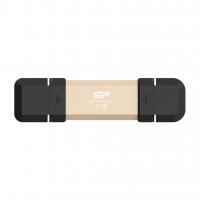 SP Silicon Power DS72 1TB Portable SSD - USB 3.2 Gen 2 Dual USB-C & USB-A - 1050MB/s, Gold - SP001TBUC3S72V1G