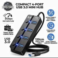 USB Hub 3.0, 4-Port High-Speed Splitter 1.2m, USB Expansion Hub for Laptop/Desktop/PC, Black