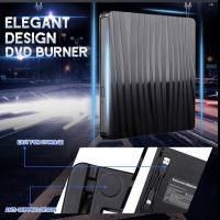 USB 3.0 & Type-C External DVD RW Drive, Portable CD DVD Rewriter Burner Player for Desktop Laptop