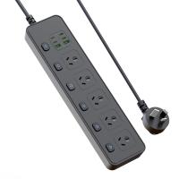 2M Individual Switched Surge Protected Power Board | 5 AC +2 USB-A+4 USB-C Wall Mount Power Strip, White Home Office Dorm Use-Black