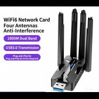AX1800 Wi-Fi 6 USB 3.0 Dual Band Wireless Adapter  Driver-Free Plug & Play 4-Antenna WiFi Network Receiver Transmitter for 