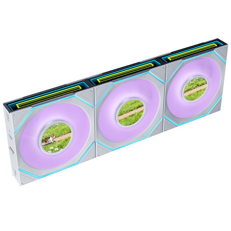 Lian Li Uni Fan SL Infinity 1.8in LCD Flex 2.4GHz Wireless 120mm ARGB Fan 3 Pack - White (12SLIND1F3W)