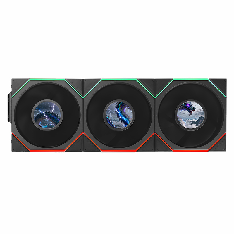 Lian Li Uni Fan TL 1.8in LCD Flex 2.4GHz Wireless 120mm ARGB Fan 3 Pack - Black (12TLLCD1F3B)
