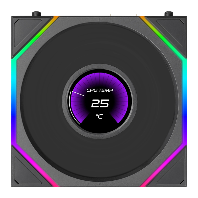 Lian Li Uni Fan TL 1.8in LCD Flex 2.4GHz Wireless 120mm ARGB Fan - Black (12TLLCD1F1B)